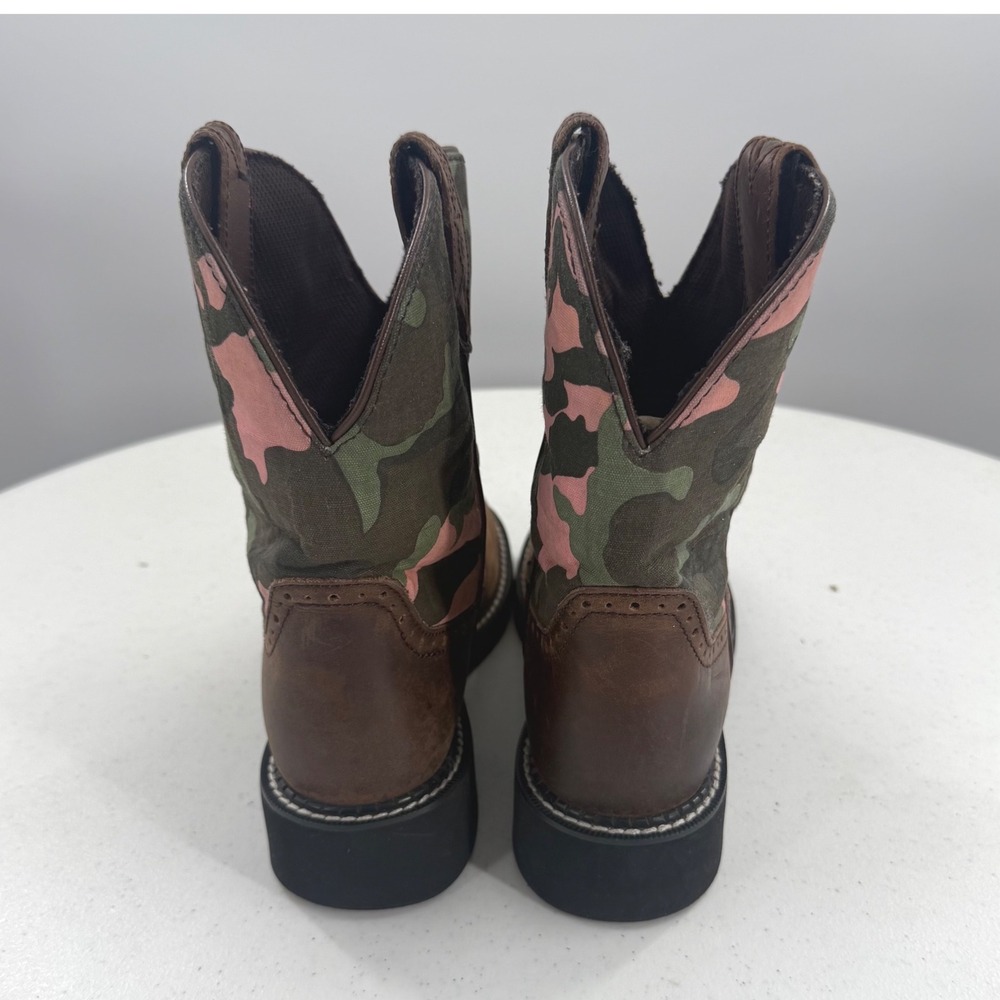 Justin Gypsy Cowgirl Boots Brown Leather Pink Camo L9913 Womens 7B Round Toe - Picture 3 of 9